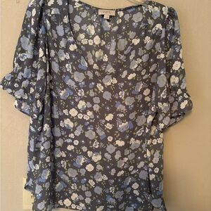 LOFT Blue Floral Blouse